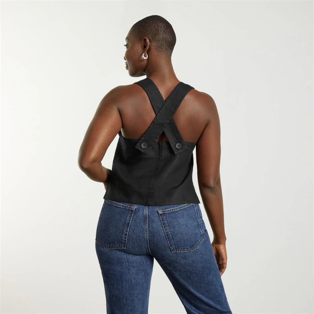 The Apron Linen Tank | Black - Image 3