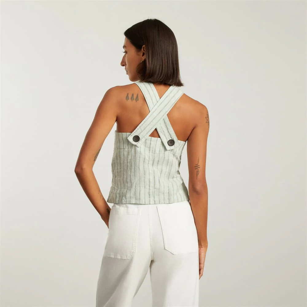 The Apron Linen Tank | Seafoam Pinstripe - Image 3