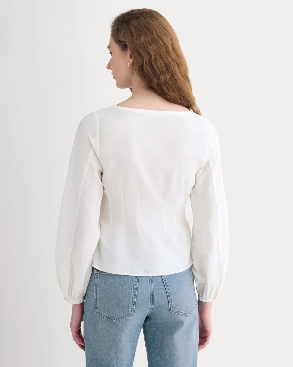 Balloon Sleeve Top in Cotton Silk | Bone - Image 5