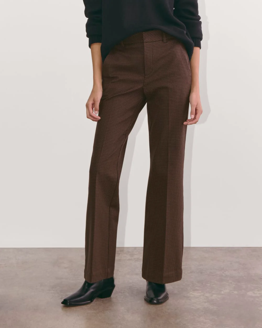 The Bi-Stretch Flare Pant | Brown Houndstooth - Image 3
