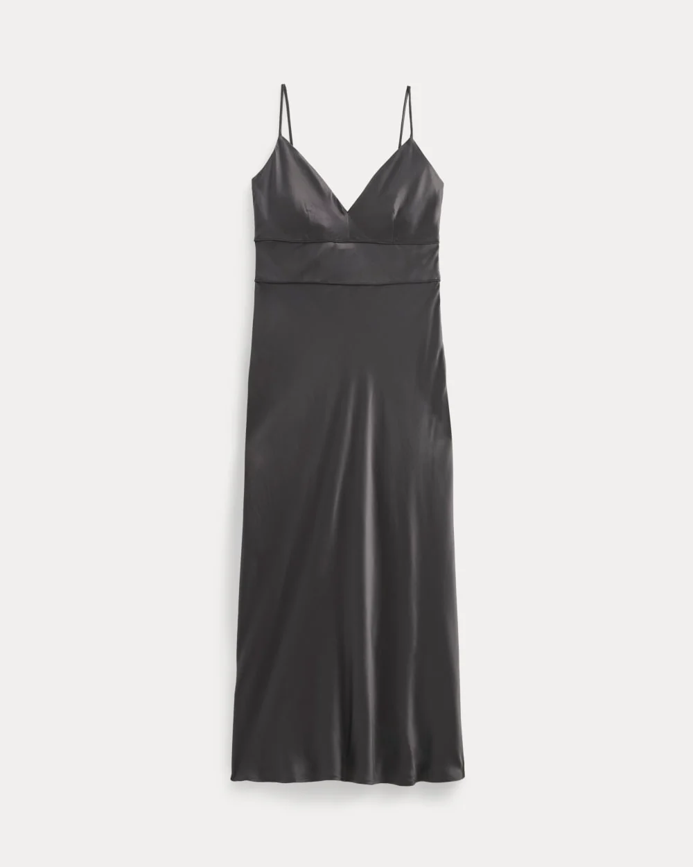 Bias Cut Slip Dress in Silk Charmeuse | Graphite - Image 2