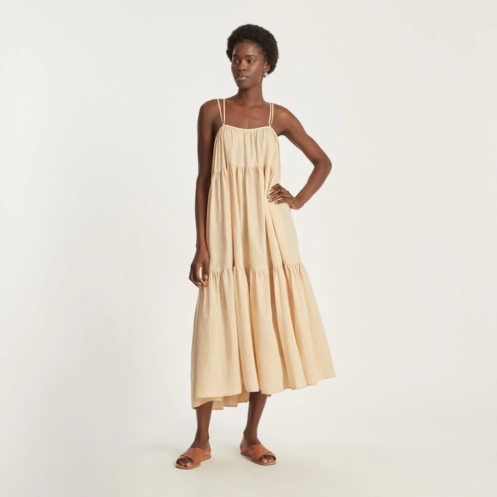 The Billow Tiered Maxi Dress | Orange Plaid - Image 2