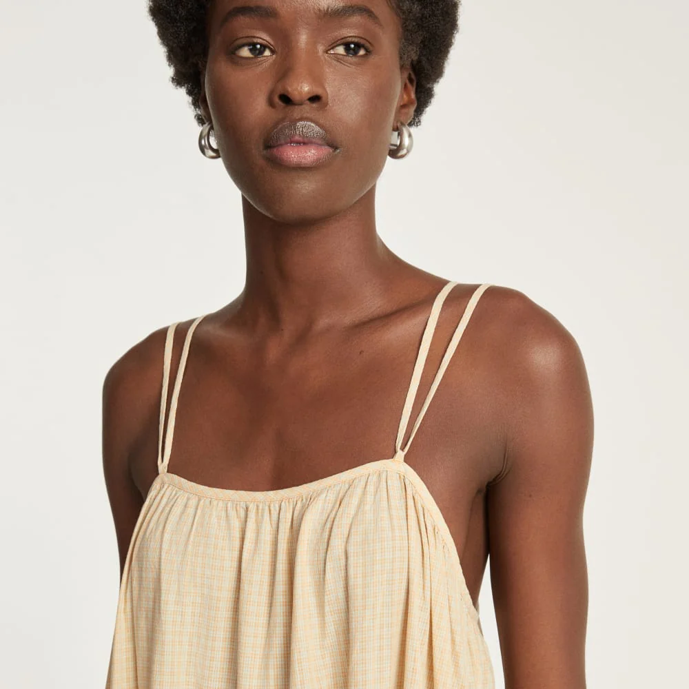 The Billow Tiered Maxi Dress | Orange Plaid - Image 4