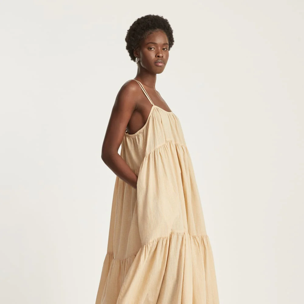 The Billow Tiered Maxi Dress | Orange Plaid - Image 6