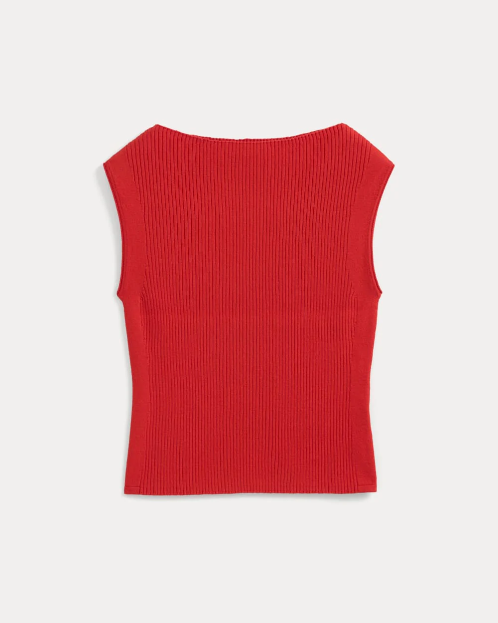 Boat-Neck Ribbed Knit | Fiery Red - Image 2