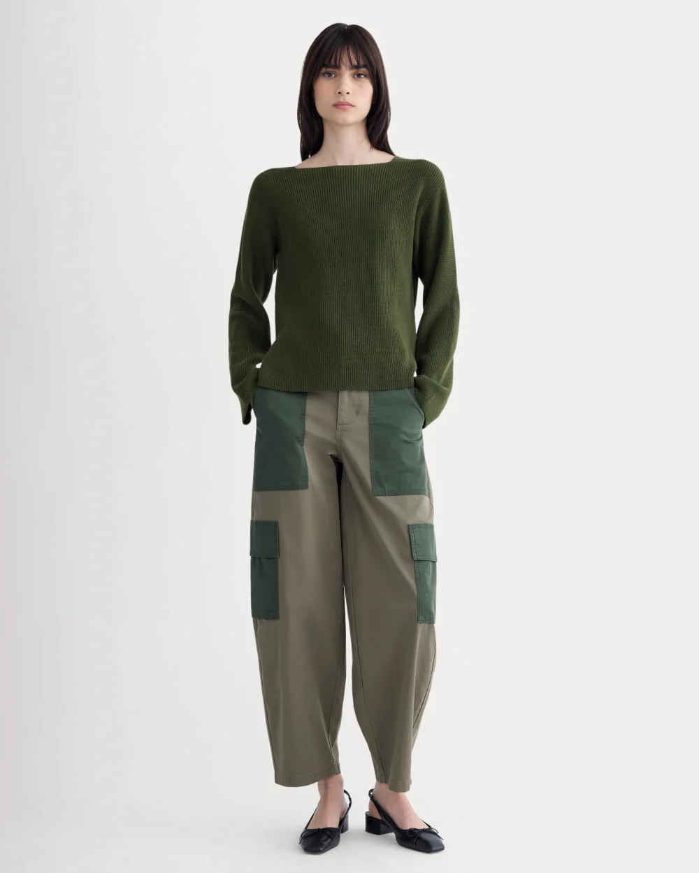 The Boatneck Top in Everyday Cotton | Dark Green - Image 3