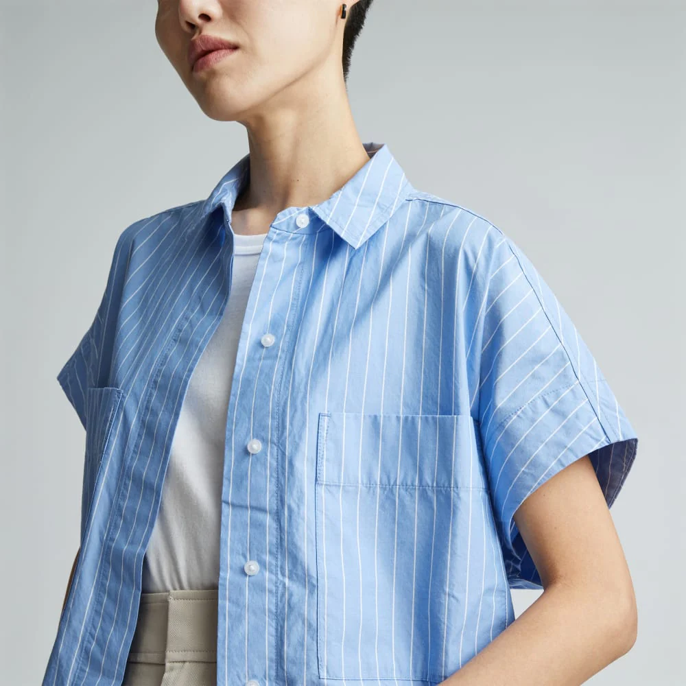 The Short-Sleeve Box Shirt |  Mariner Blue / White - Image 4