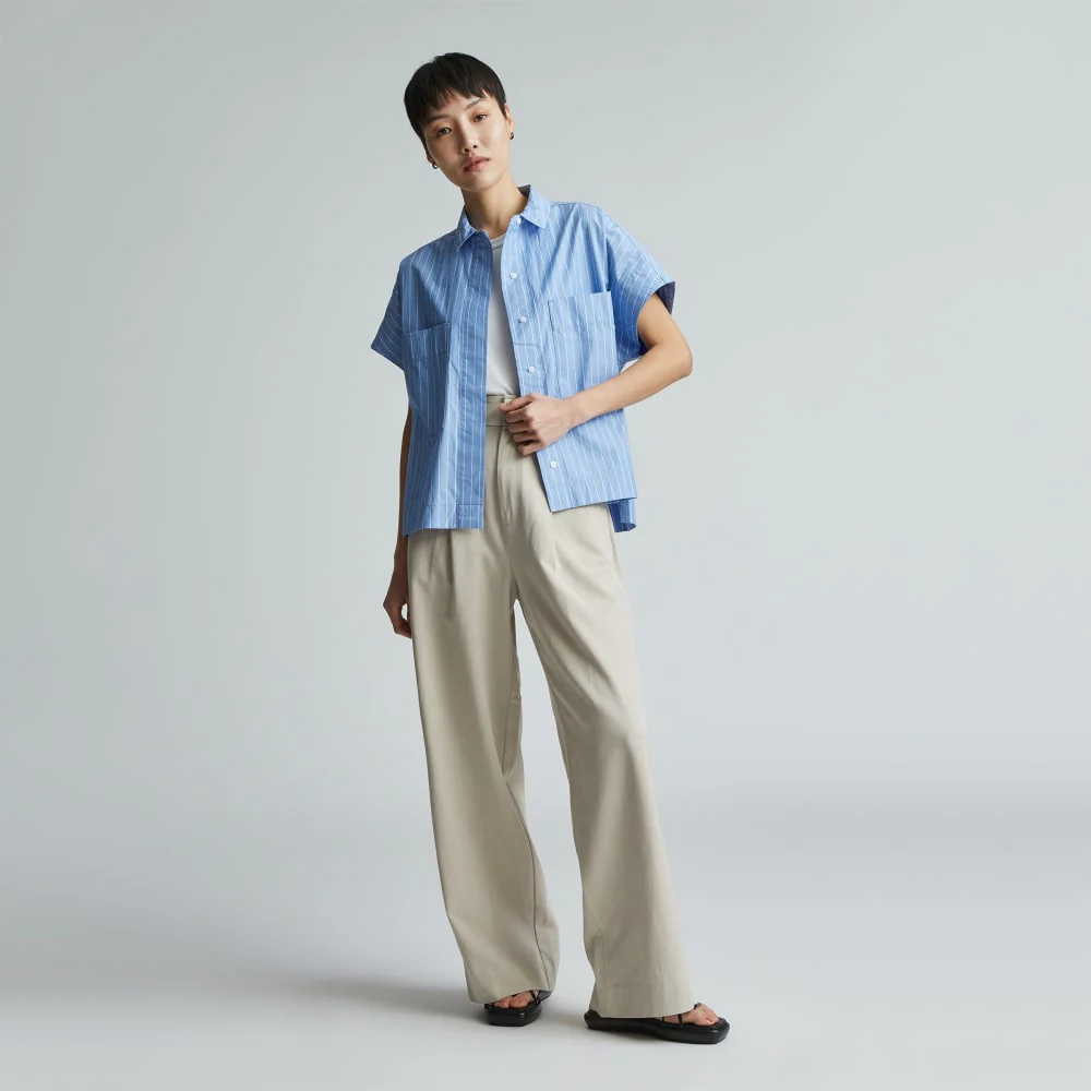 The Short-Sleeve Box Shirt |  Mariner Blue / White - Image 6