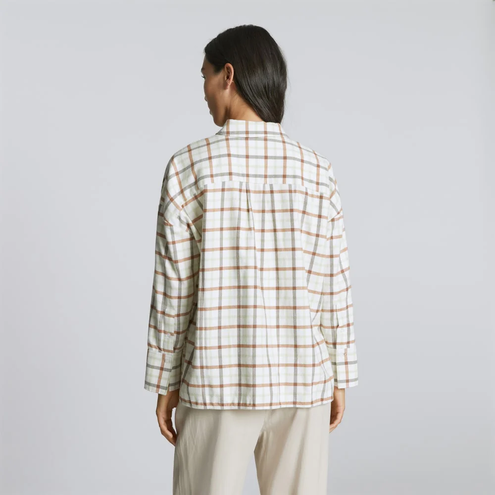 The Boxy Flannel | Seafoam / Tobacco Brown Plaid - Image 3