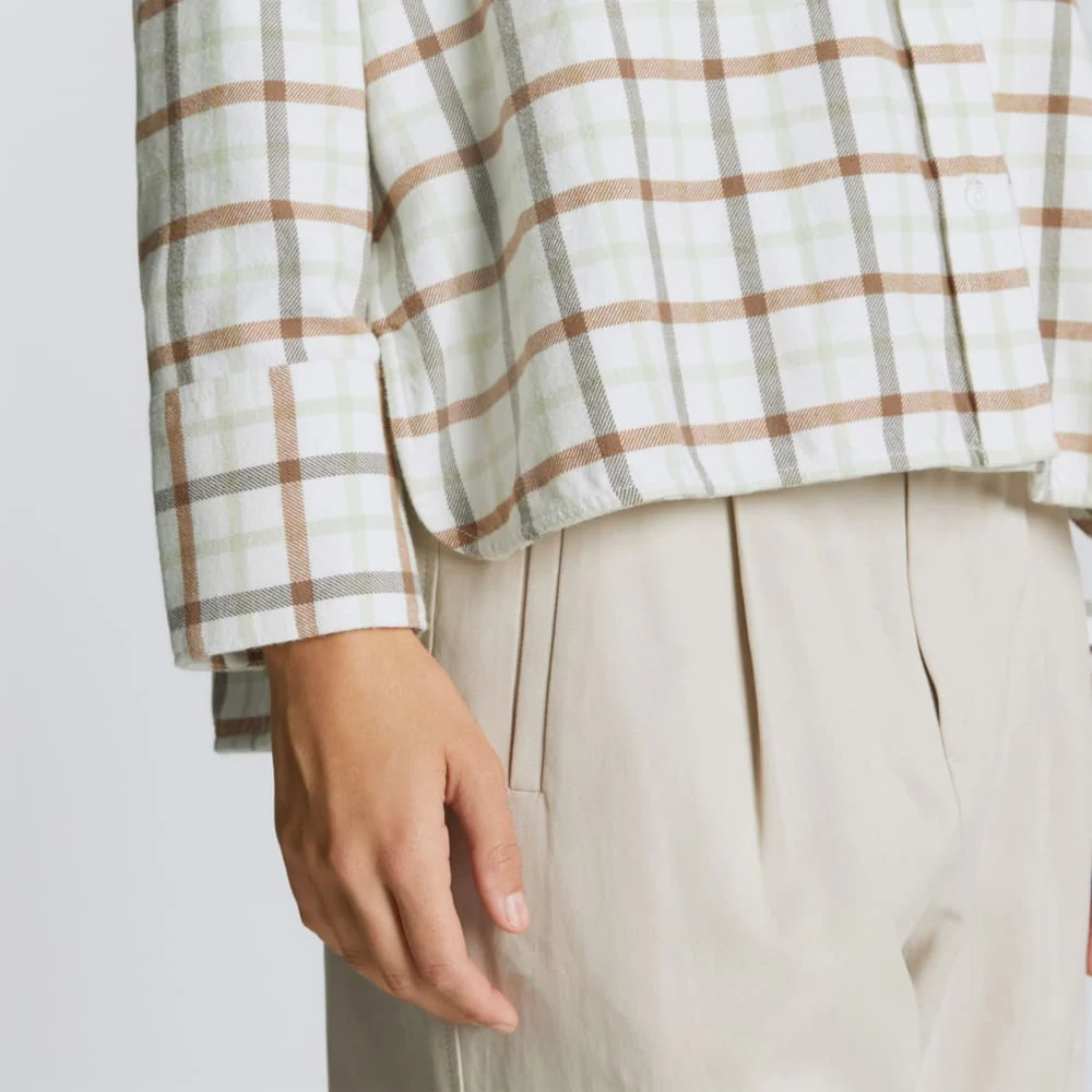 The Boxy Flannel | Seafoam / Tobacco Brown Plaid - Image 5