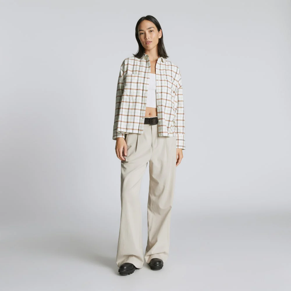 The Boxy Flannel | Seafoam / Tobacco Brown Plaid - Image 6