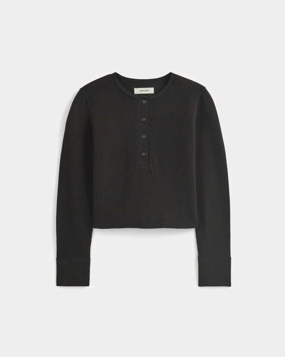 Boxy Henley in Cozy Waffle | Black - Image 2