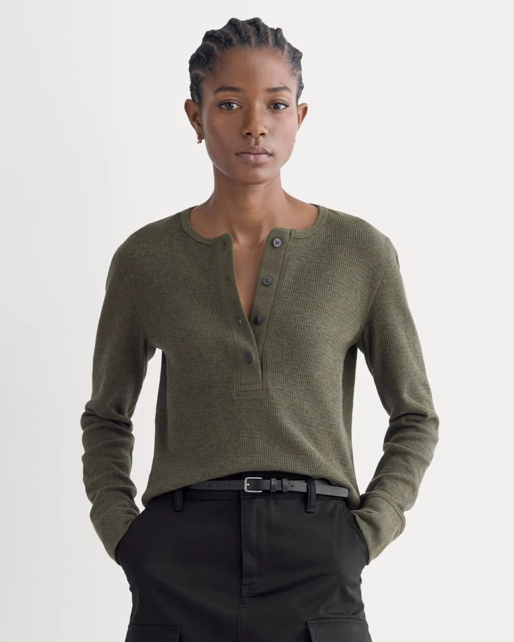 Boxy Henley in Cozy Waffle | Heather Beech