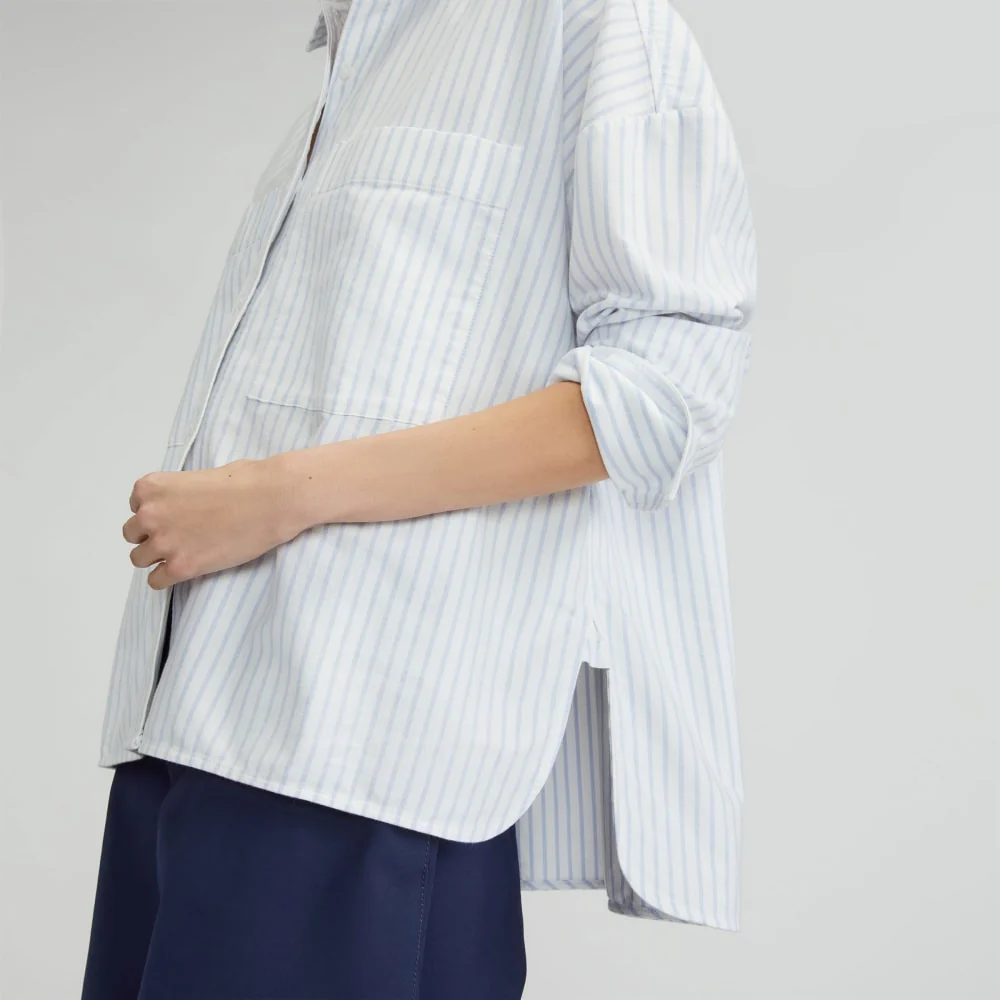 The Boxy Oxford | White / Periwinkle Mini Stripe - Image 5