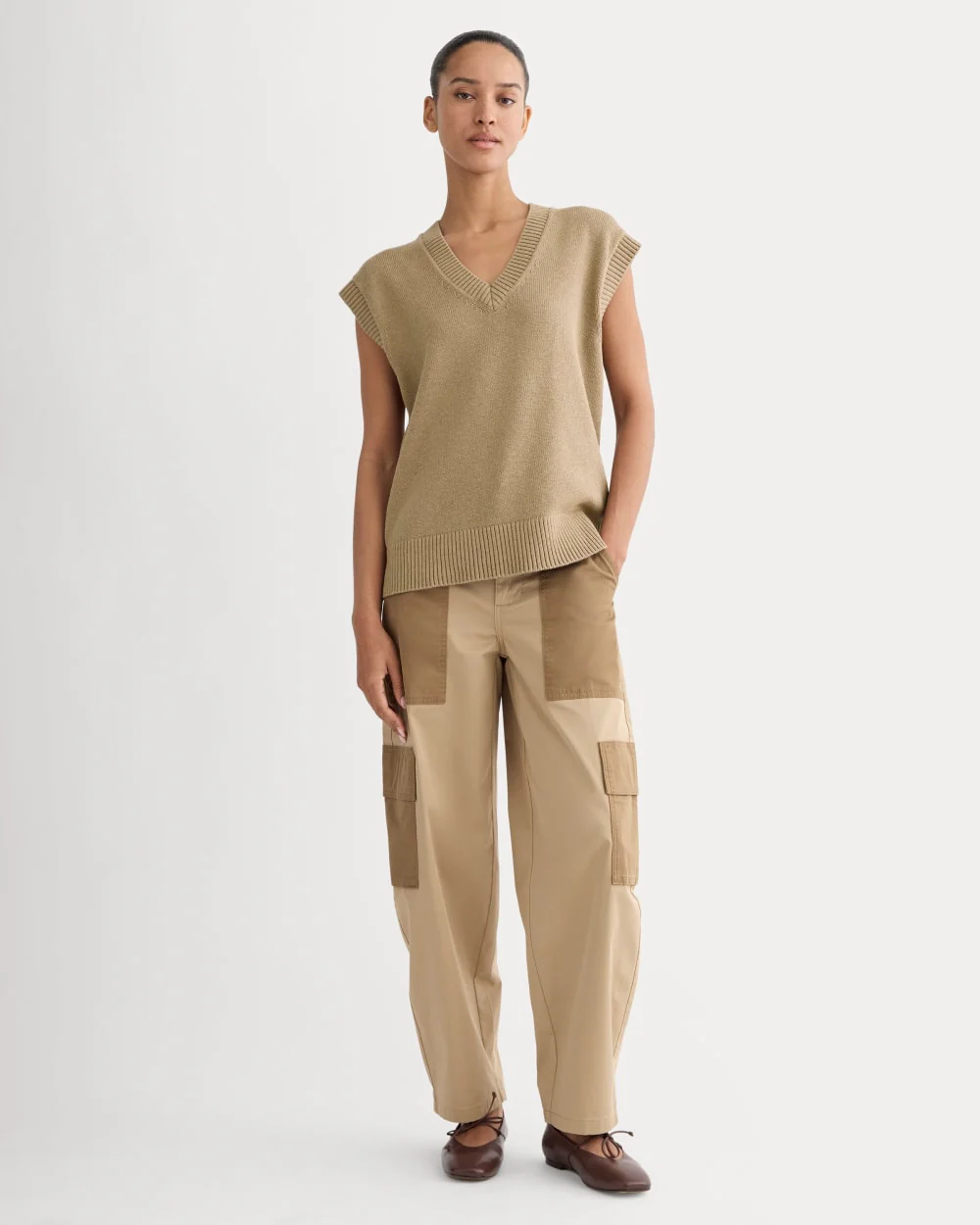 The Boxy Vest in Everyday Cotton | Dark Heathered Camel - Image 3