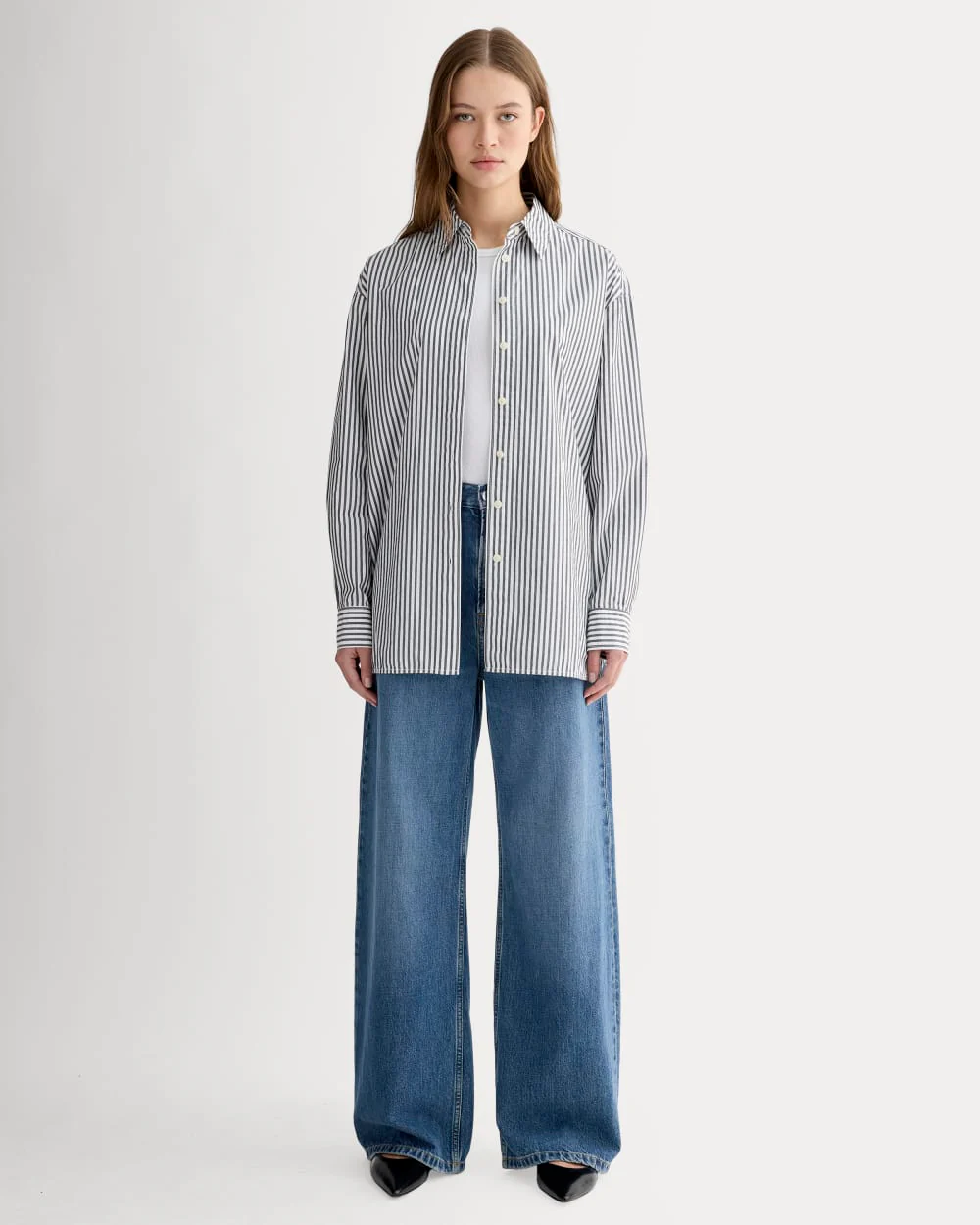 The Boyfriend Shirt in Ultrasoft Cotton | Optic White / Black - Image 3