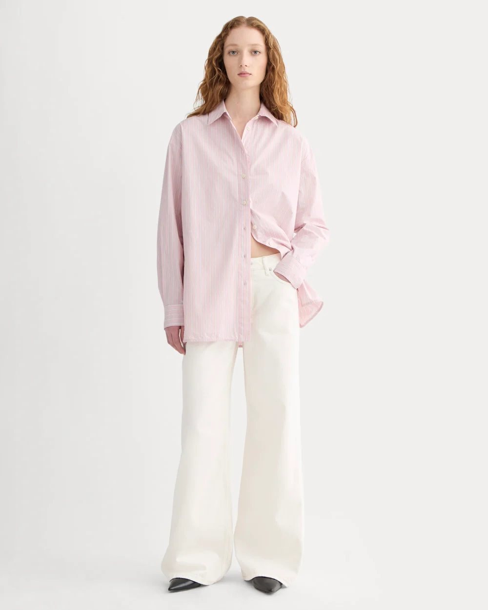The Boyfriend Shirt in Ultrasoft Cotton | Pink / White - Image 3