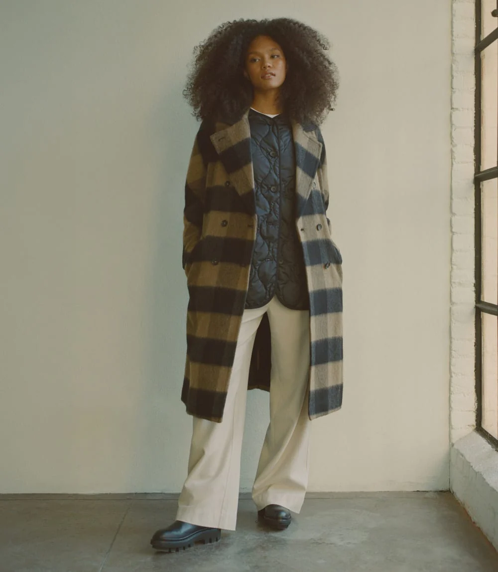 The Brushed Italian ReWool® Peacoat | Camel Buffalo Check - Image 3