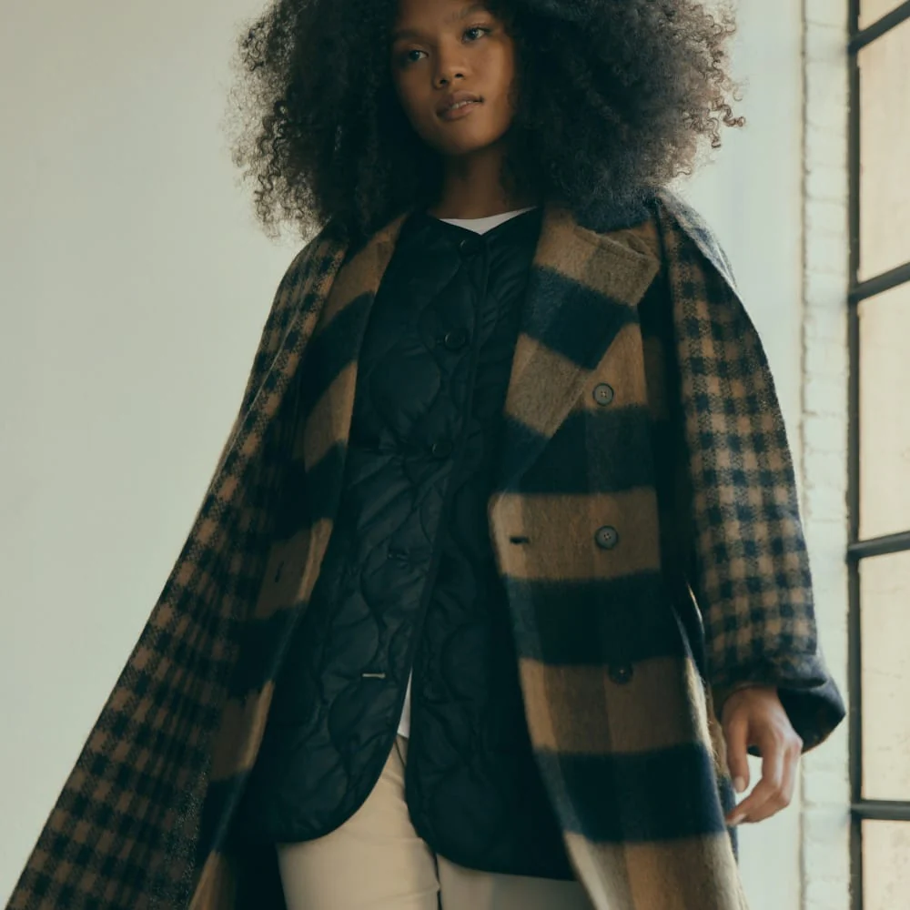 The Brushed Italian ReWool® Peacoat | Camel Buffalo Check - Image 4