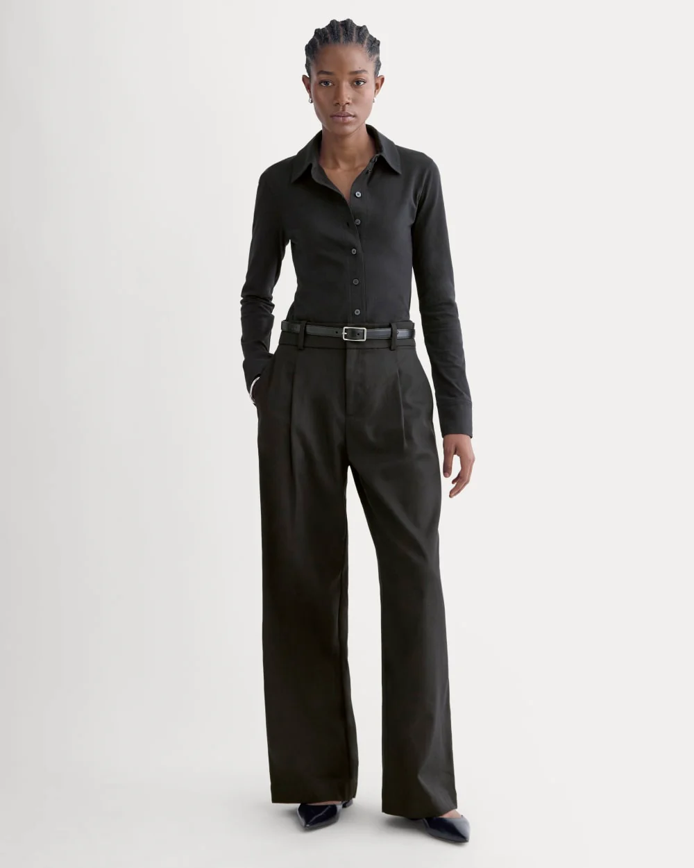 Button-Up Shirt in Essential Cotton | Black - Image 3