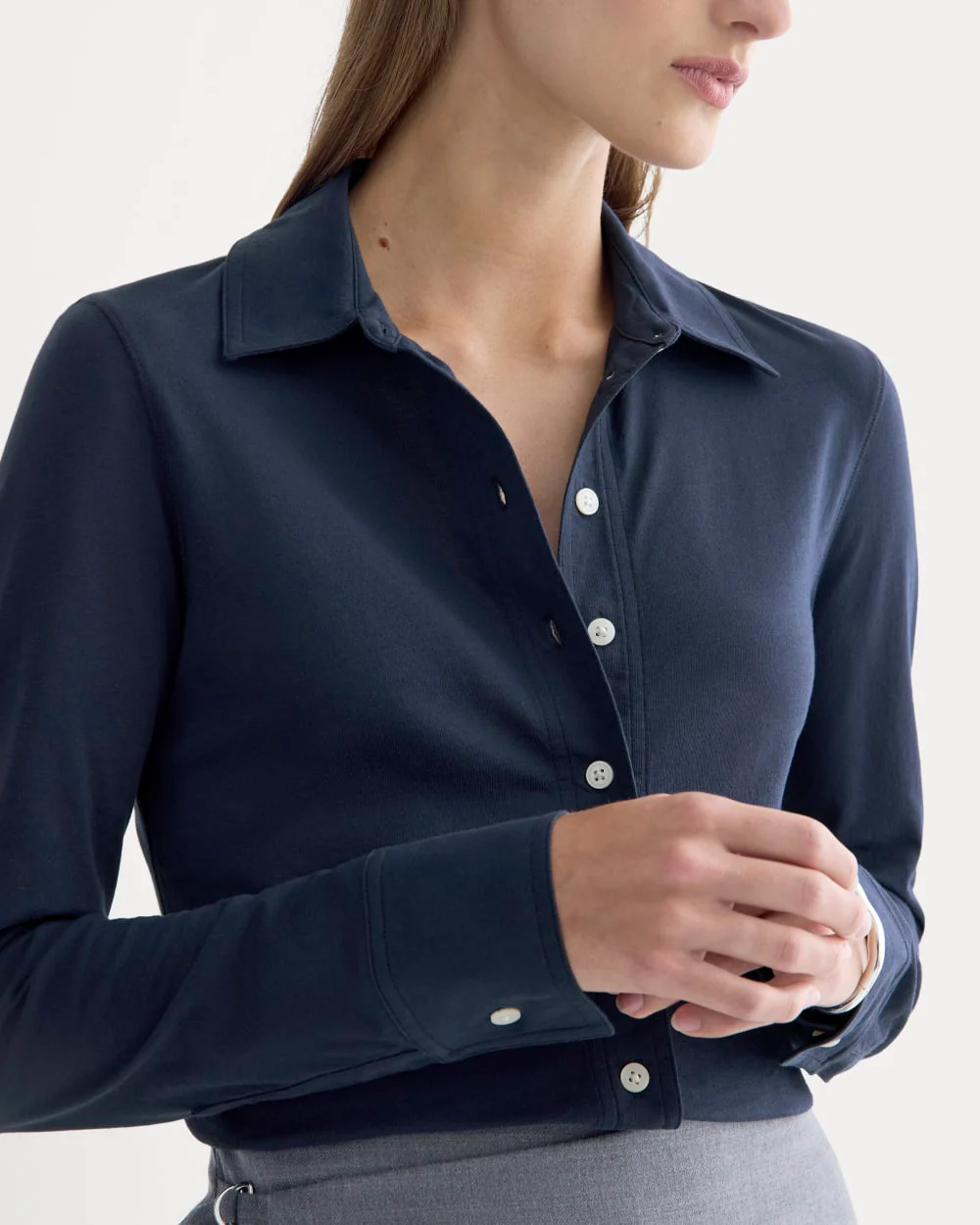 Button-Up Shirt in Essential Cotton | Navy - Image 4