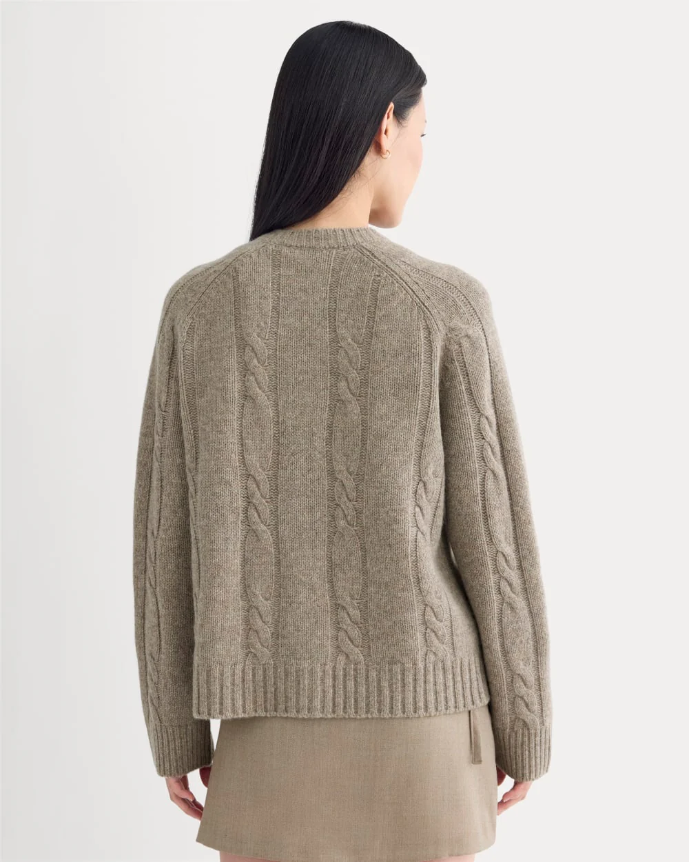 Cable Cardigan in Extrafine Luxe Merino | Heather Soft Taupe - Image 5