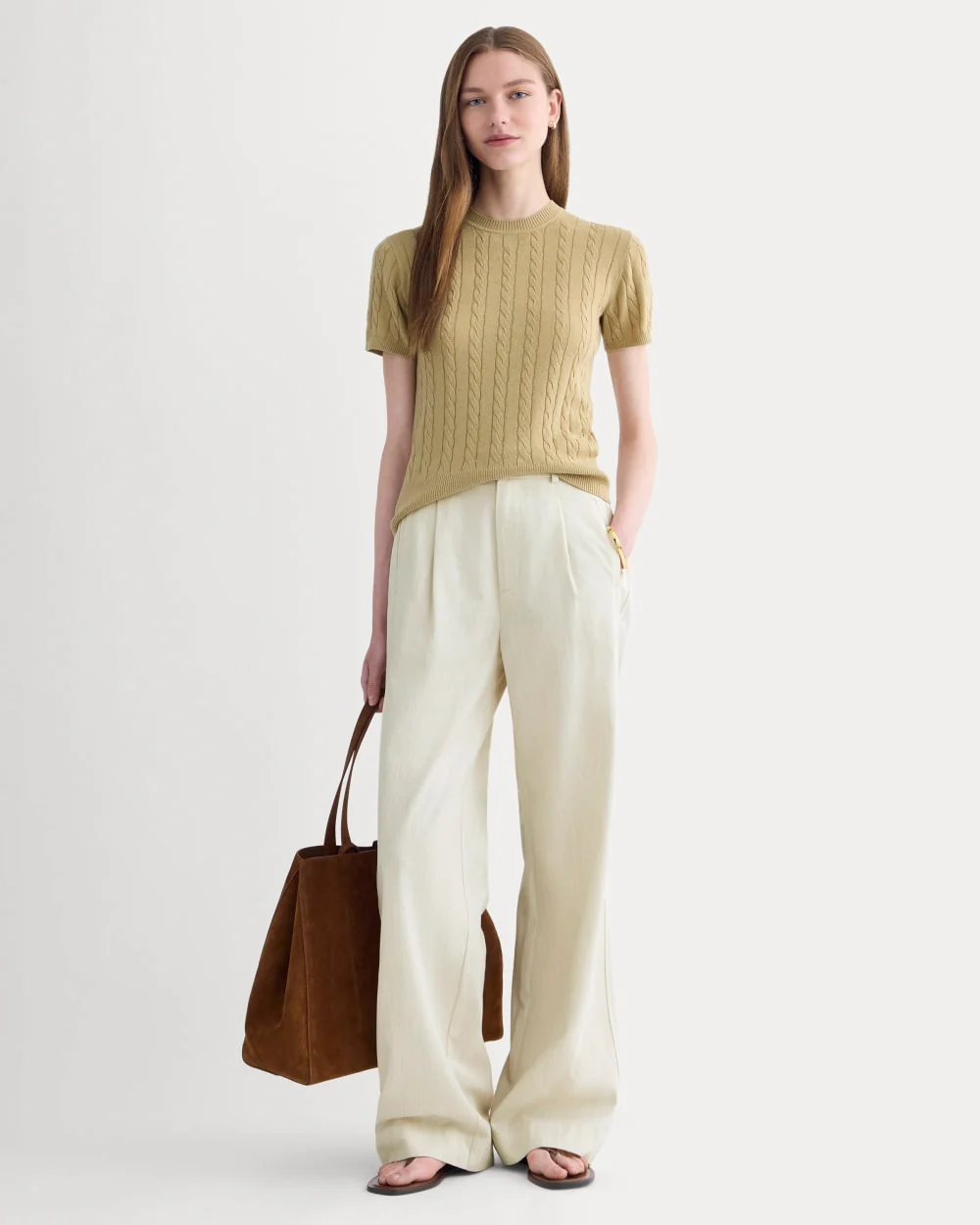 The Cable Crew in Cotton Cashmere | Classic Khaki - Image 3