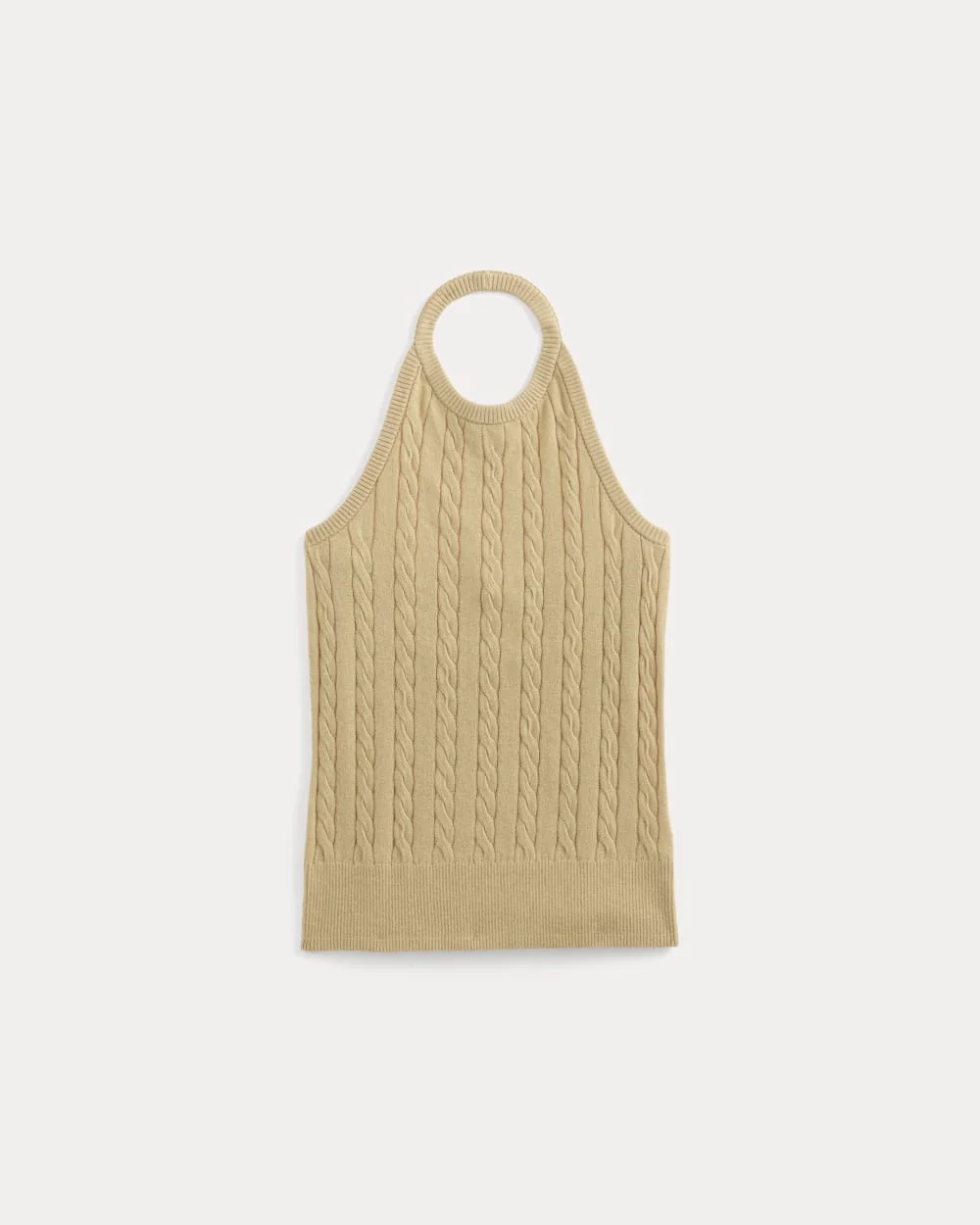 The Cable Halter in Cotton Cashmere | Classic Khaki - Image 2