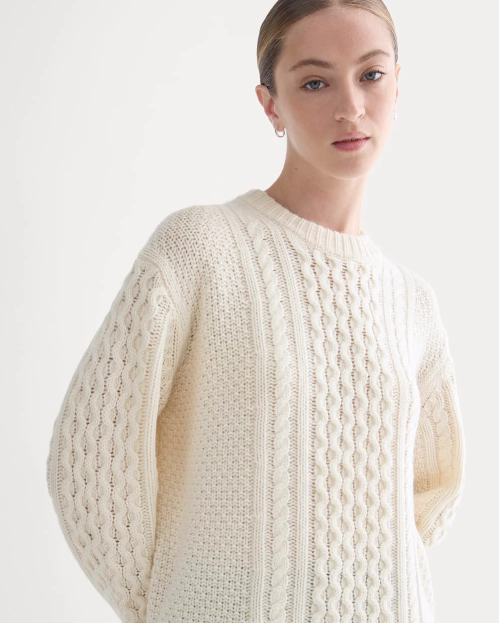 Cable Sweater in Luxe Merino | Bone - Image 4