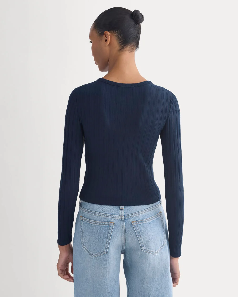 Cardigan in Pointelle | Deep Navy - Image 5