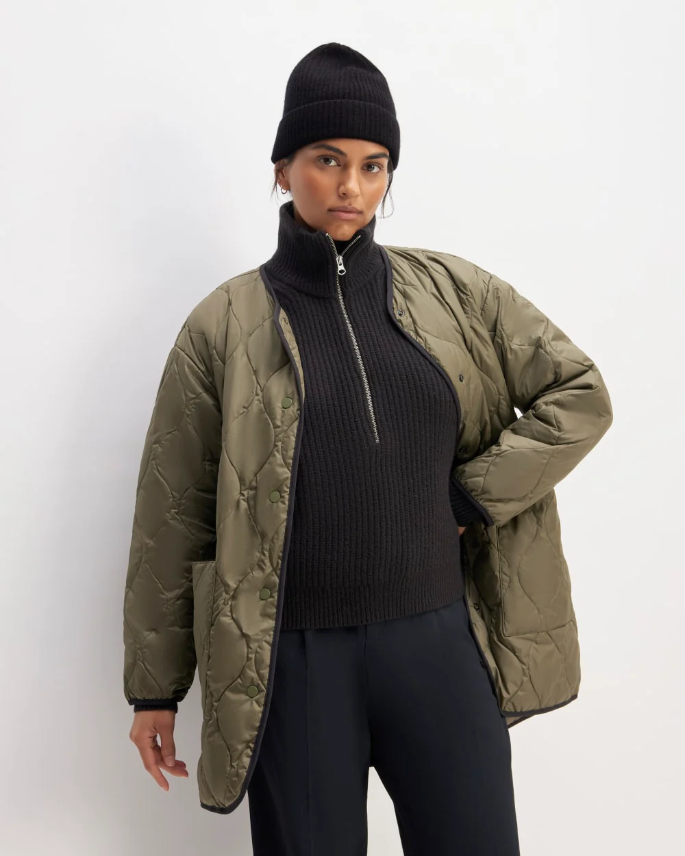 The Cashmere Fine Rib Beanie |  Black - Image 3