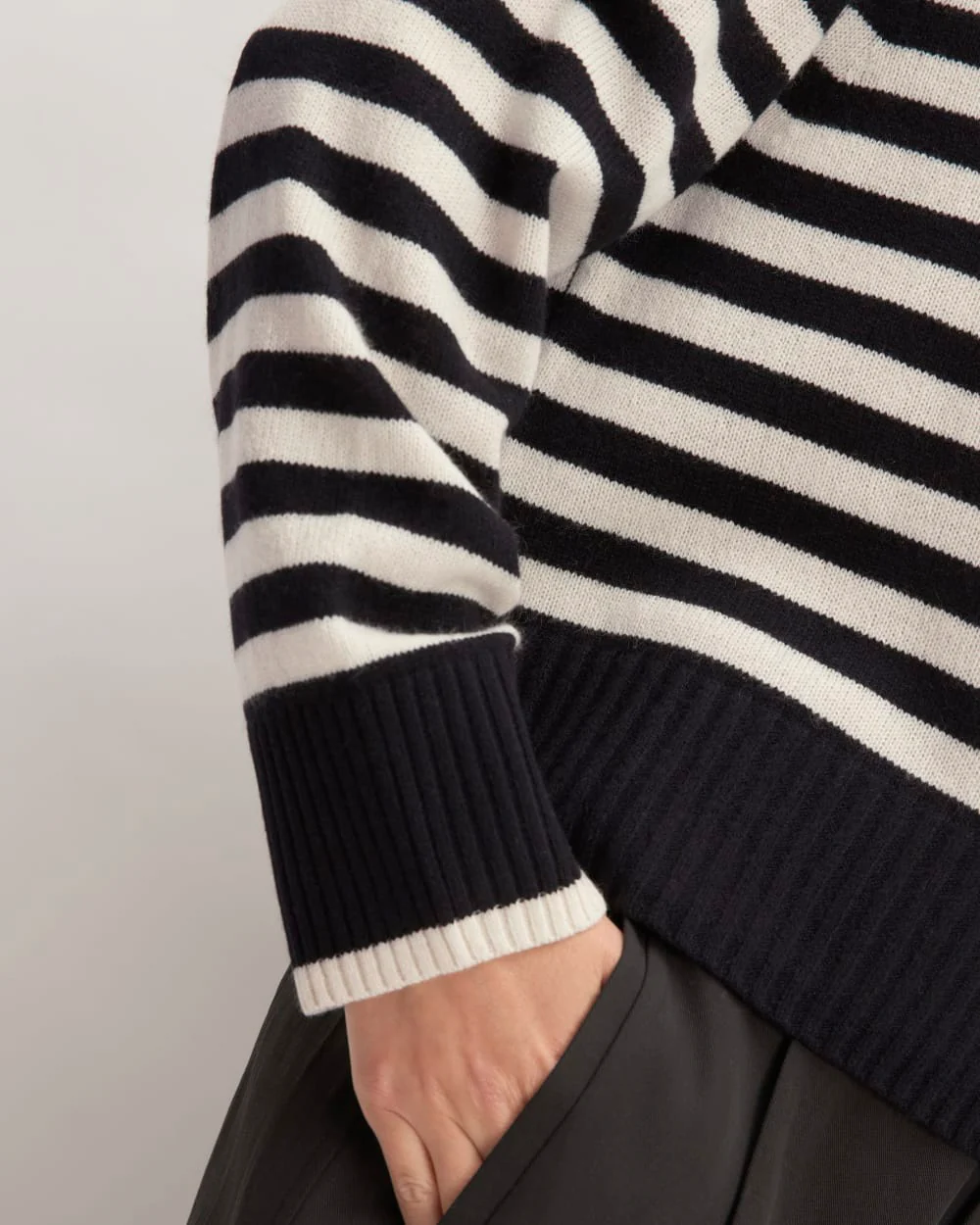 The Boxy Crew in Cashmere | Black / Bone - Image 5
