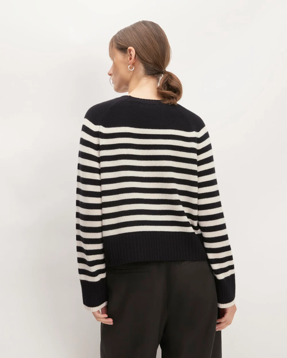 The Boxy Crew in Cashmere | Black / Bone - Image 6