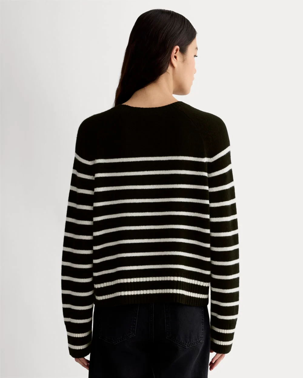 The Boxy Crew in Cashmere | Black / Bone - Image 5