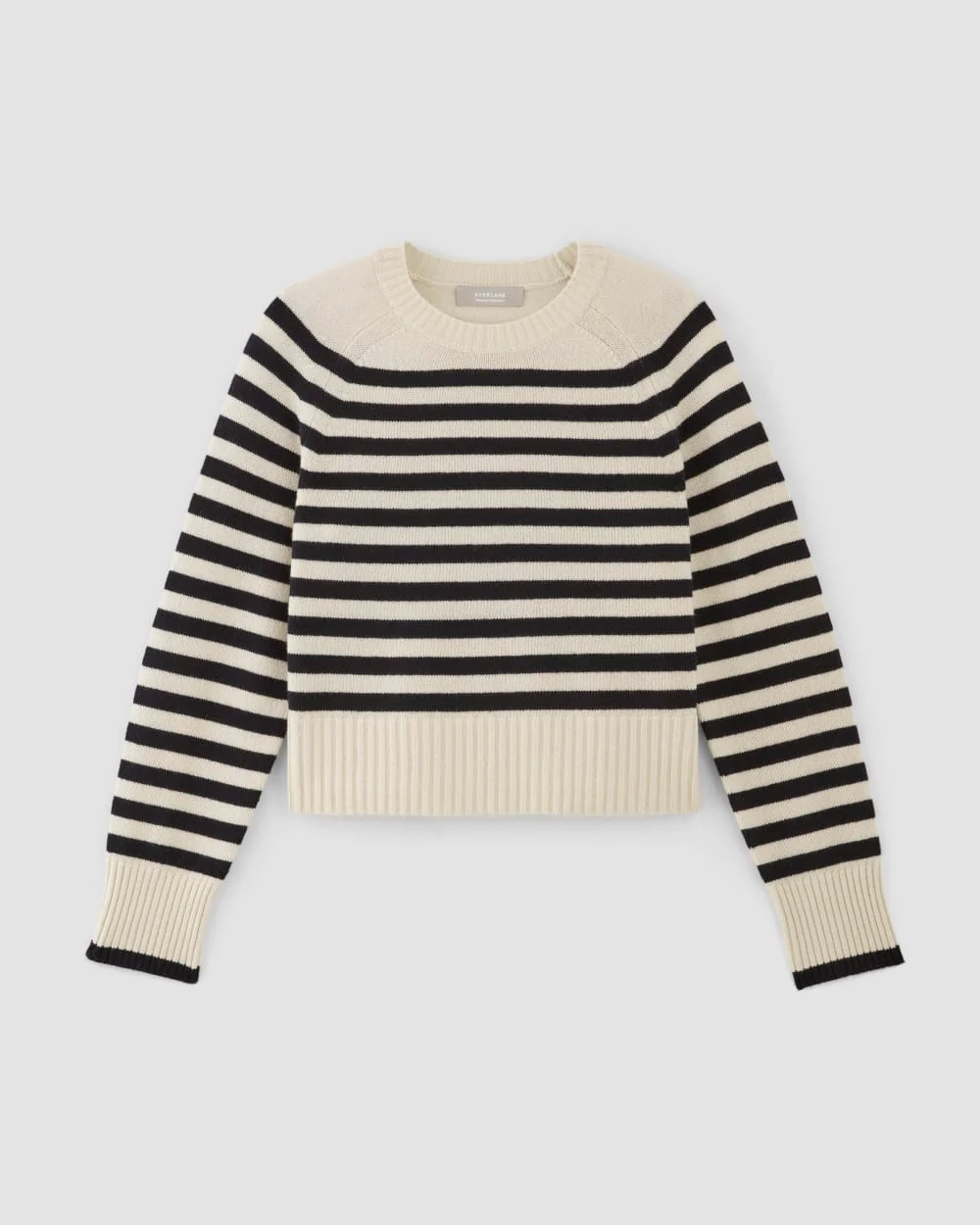 The Boxy Crew in Cashmere | Bone / Black - Image 2