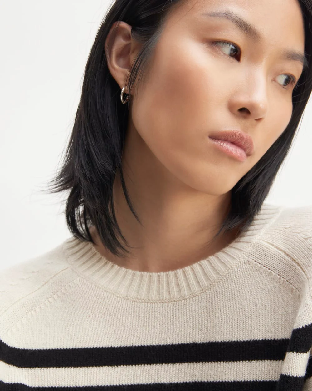 The Boxy Crew in Cashmere | Bone / Black - Image 4