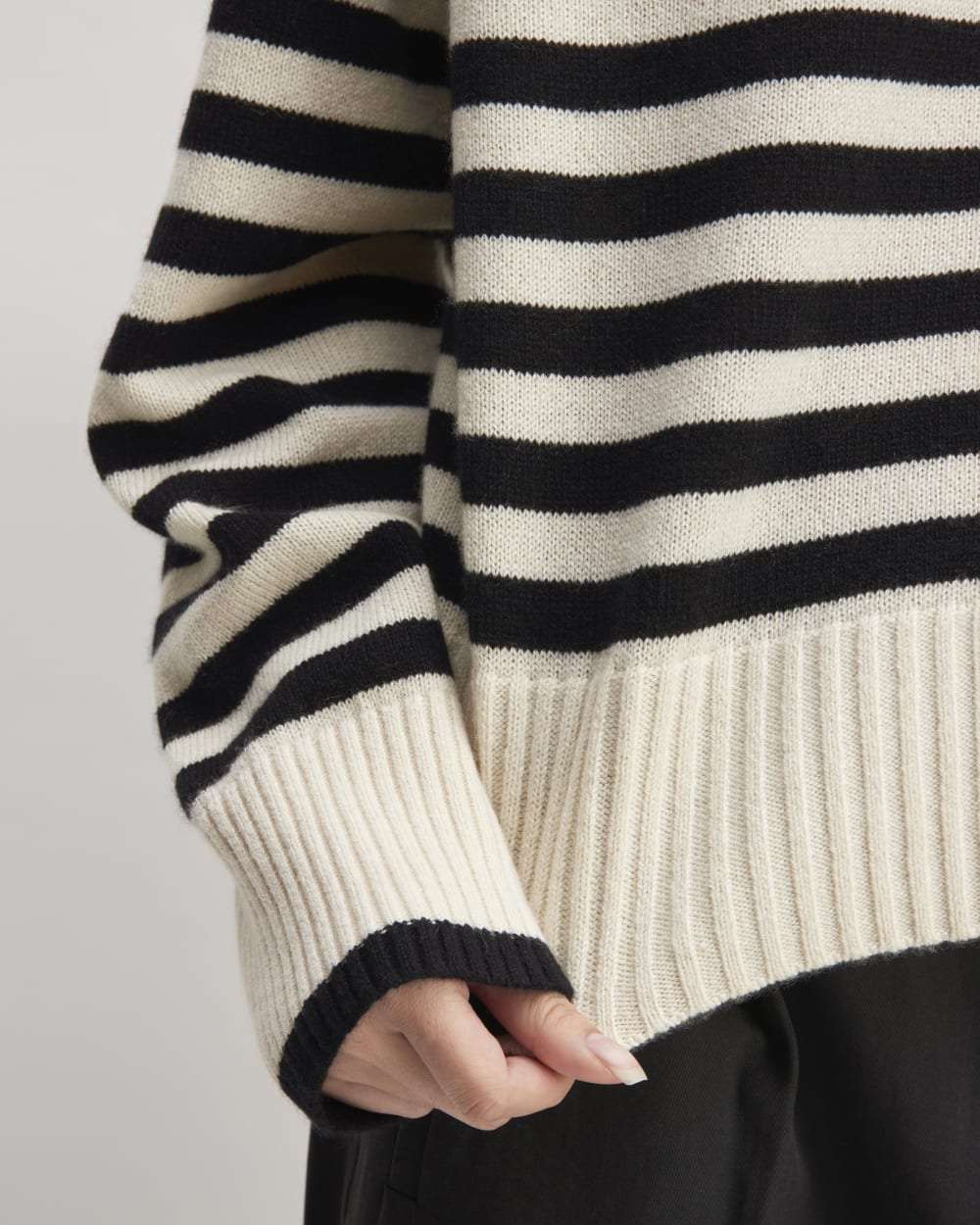 The Boxy Crew in Cashmere | Bone / Black - Image 5