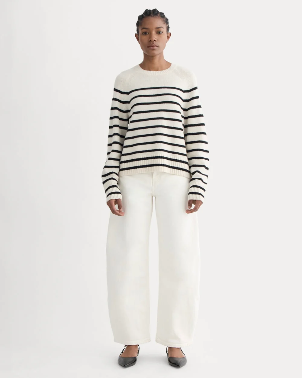 The Boxy Crew in Cashmere | Bone / Black - Image 3