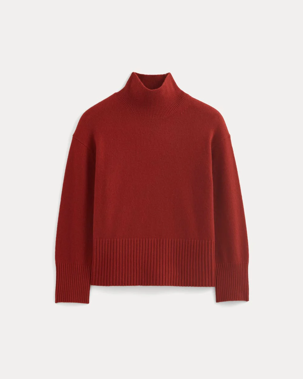 The Boxy Turtleneck in Cashmere | Berry Red - Image 2