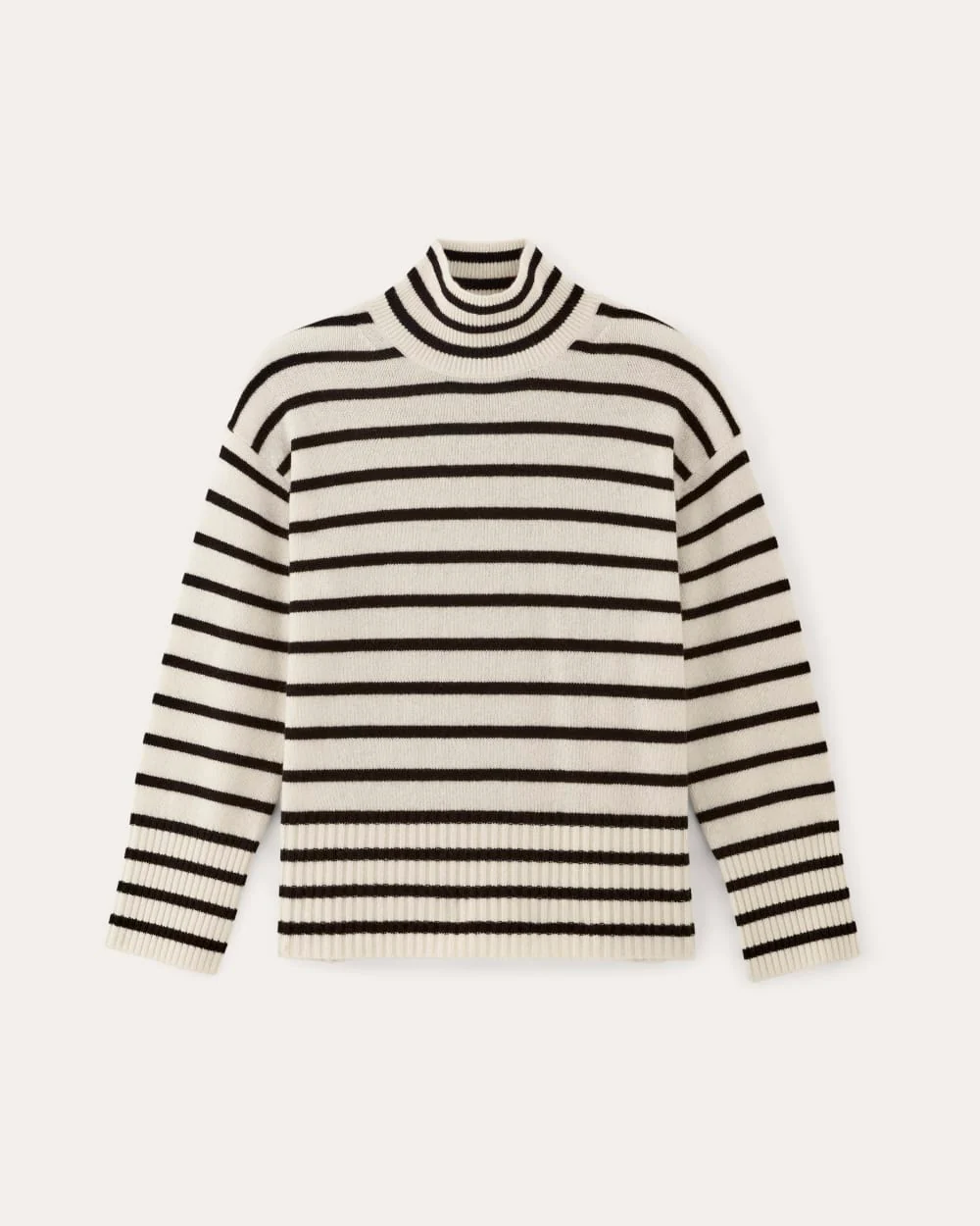 The Boxy Turtleneck in Cashmere | Bone / Black - Image 2