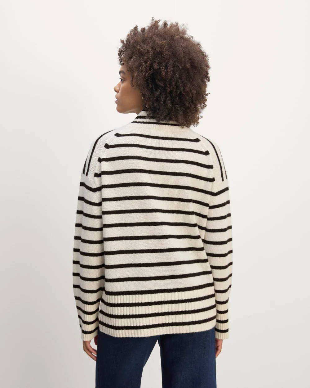 The Boxy Turtleneck in Cashmere | Bone / Black - Image 6