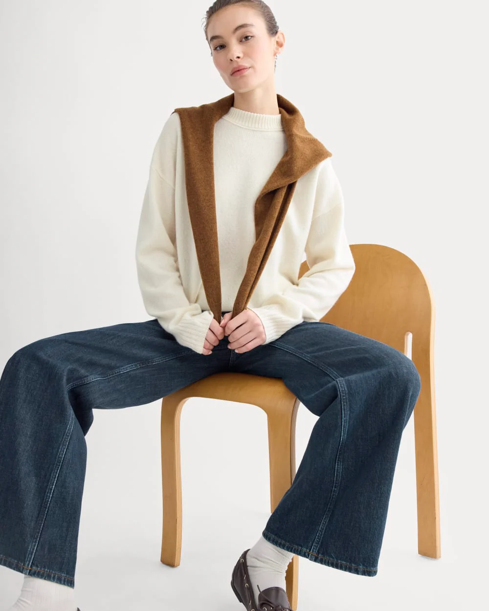 Cashmere Boyfriend Sweater | Snow - Image 3