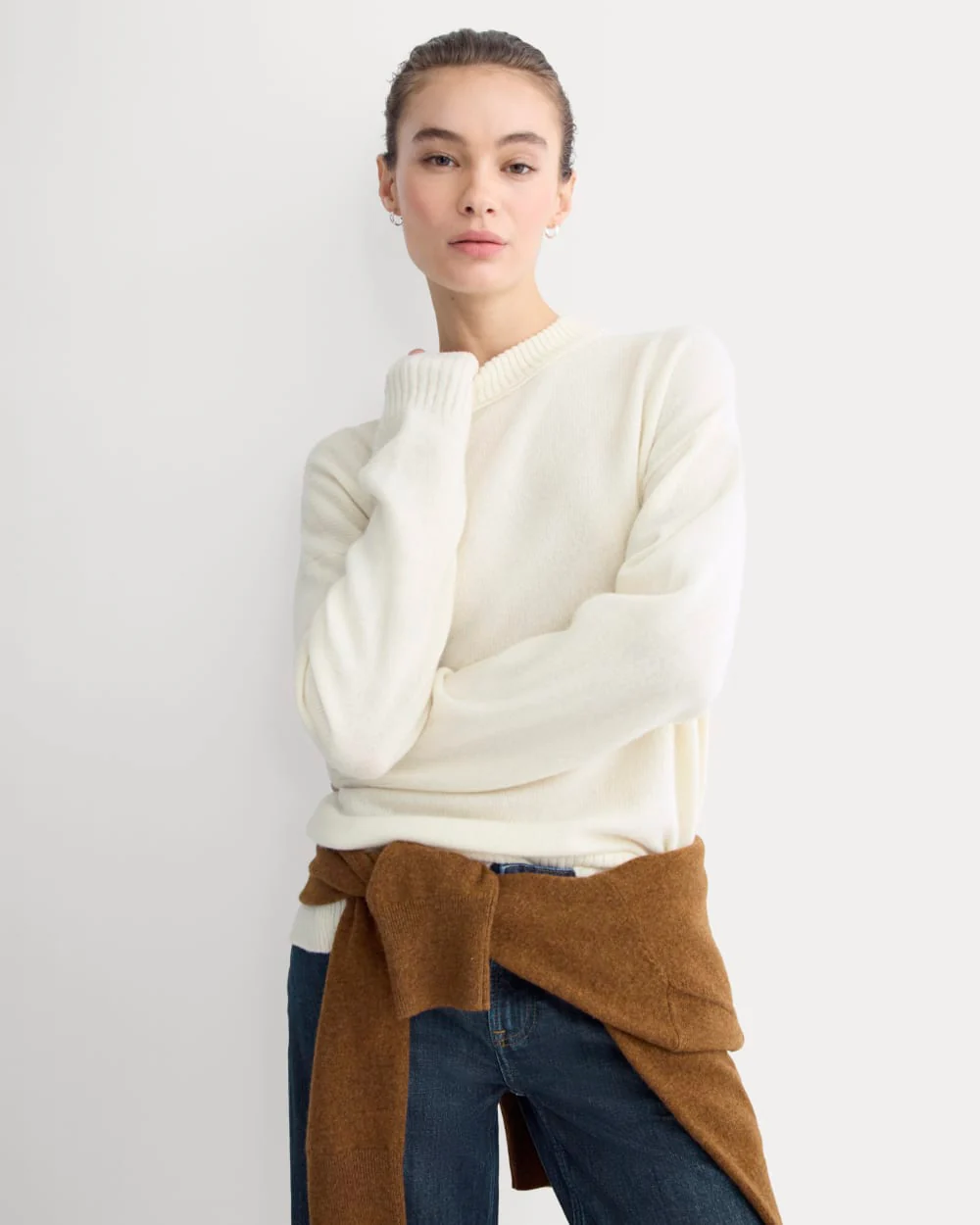 Cashmere Boyfriend Sweater | Snow - Image 4