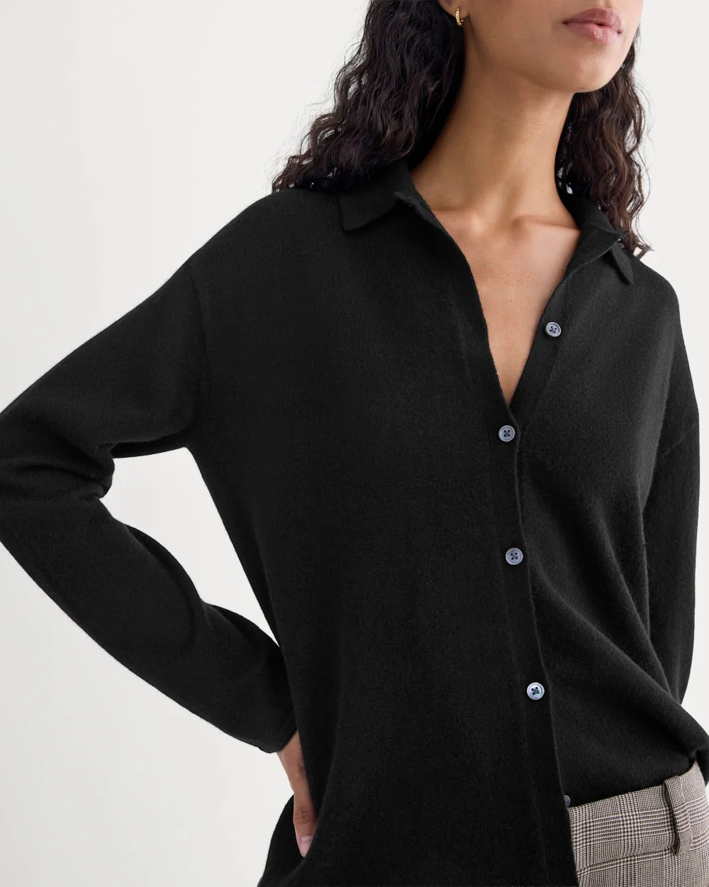 Cashmere Button-Up Shirt | Black - Image 4