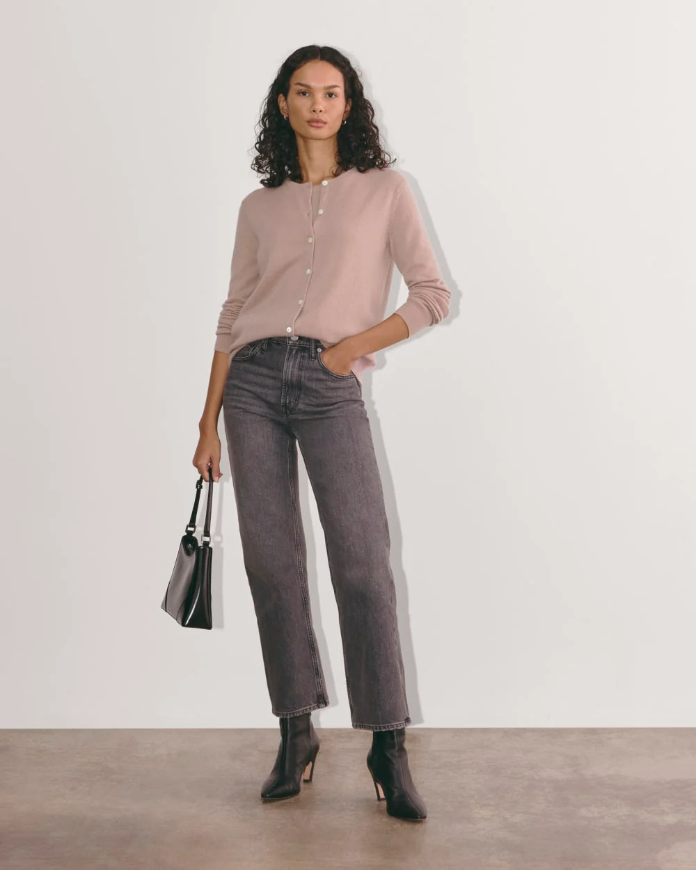 The Classic Cardigan in Cashmere | Dusty Rose - Image 2