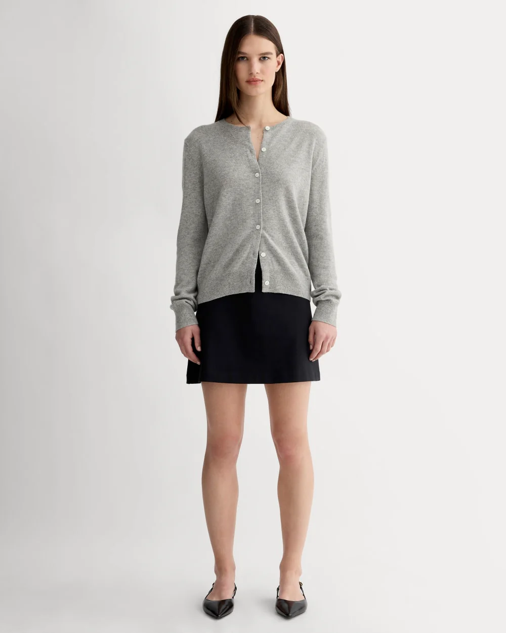 The Classic Cardigan in Cashmere | Light Heather Grey - Image 3