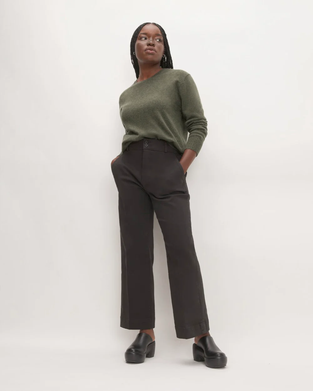 The Classic Crew in Cashmere | Heathered Army Green - Image 3
