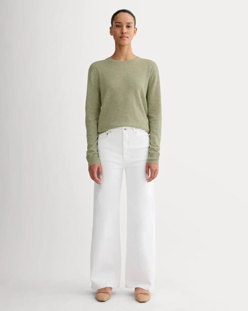 The Classic Crew in Cashmere | Light Heathered Moss - Image 3
