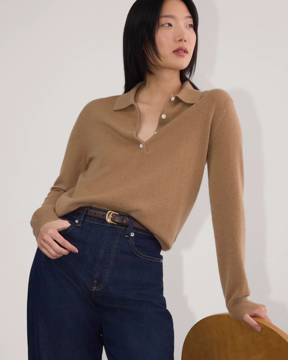 The Classic Polo in Cashmere | Tiger's Eye - Image 2