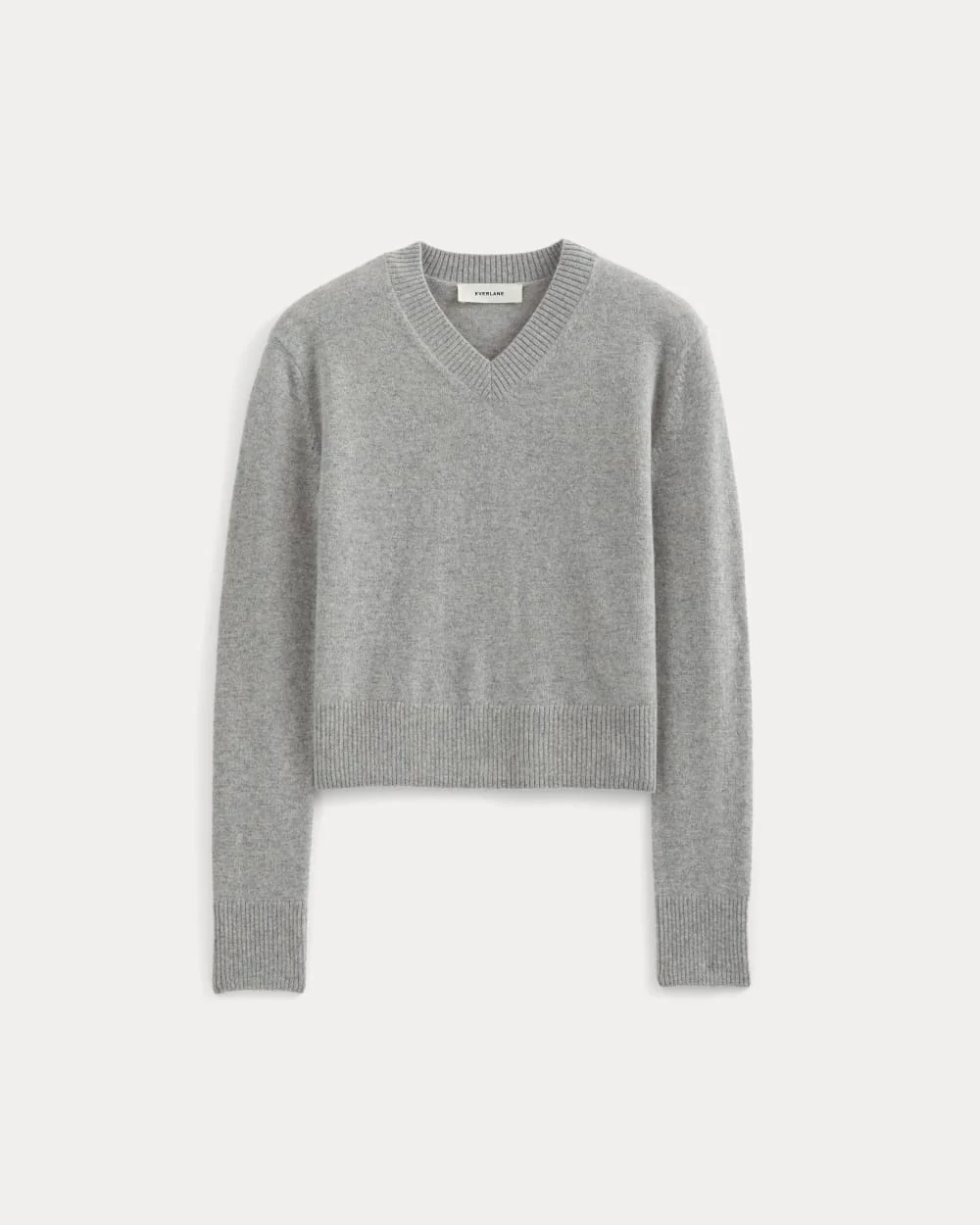 Cashmere Cropped High-V Sweater | Light Heather Grey - Image 2